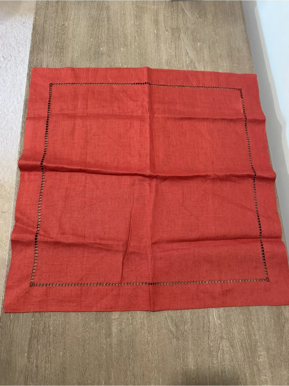 Pottery Barn Set of Four Burnt Orange Linen Napkins